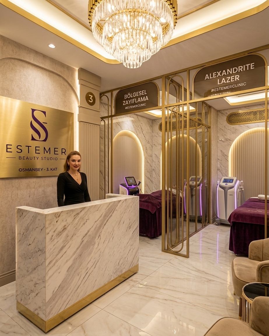 Estemer Beauty Studio Osmanbey resepsiyon ve uygulama alanı
